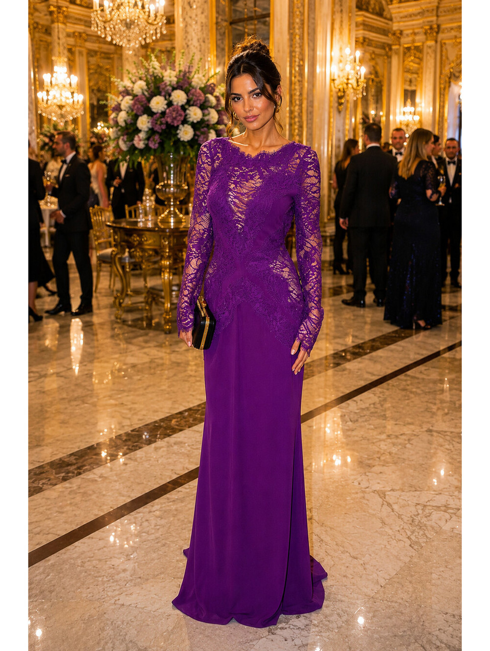 Etro Purple Silk And Lace Gown Dress Size IT 42/ US 6